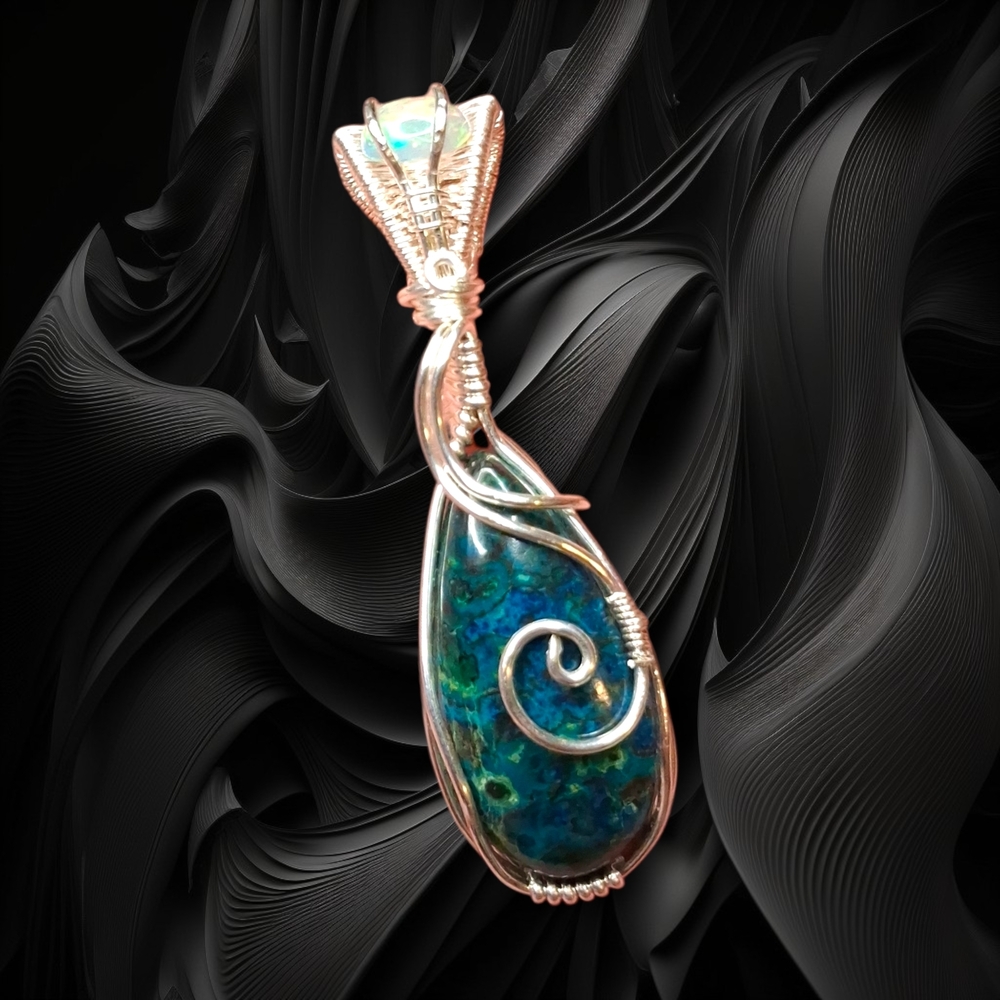 Artisan Shuttuckite And Ethiopian Opal Sterling Silver Pendant